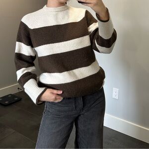 H&M Brown and White Striped Sweater